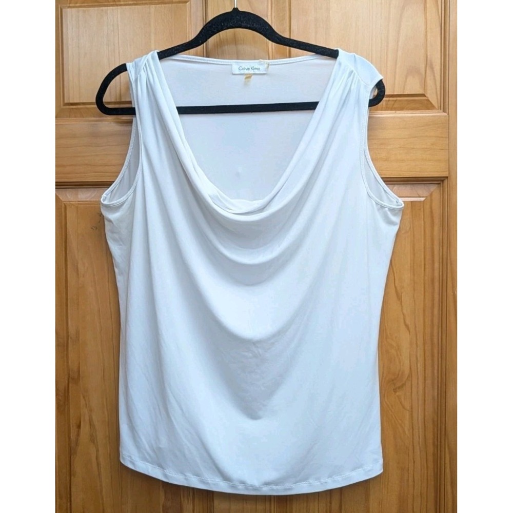 Calvin Klein Women's 0X Top Pullover Liquid Knit Cowl Neckline Workwear Blouse